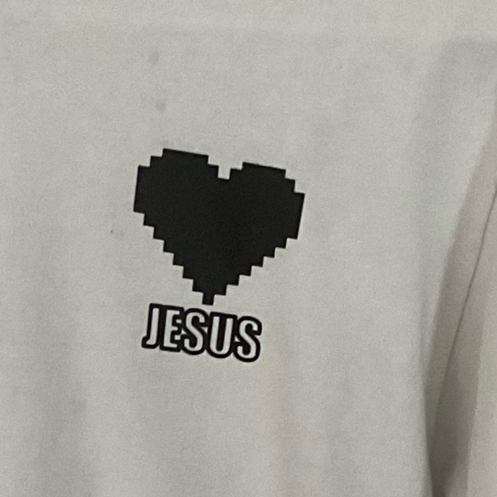 Pixel Heart "JESUS" Graphic Tee in White and Black